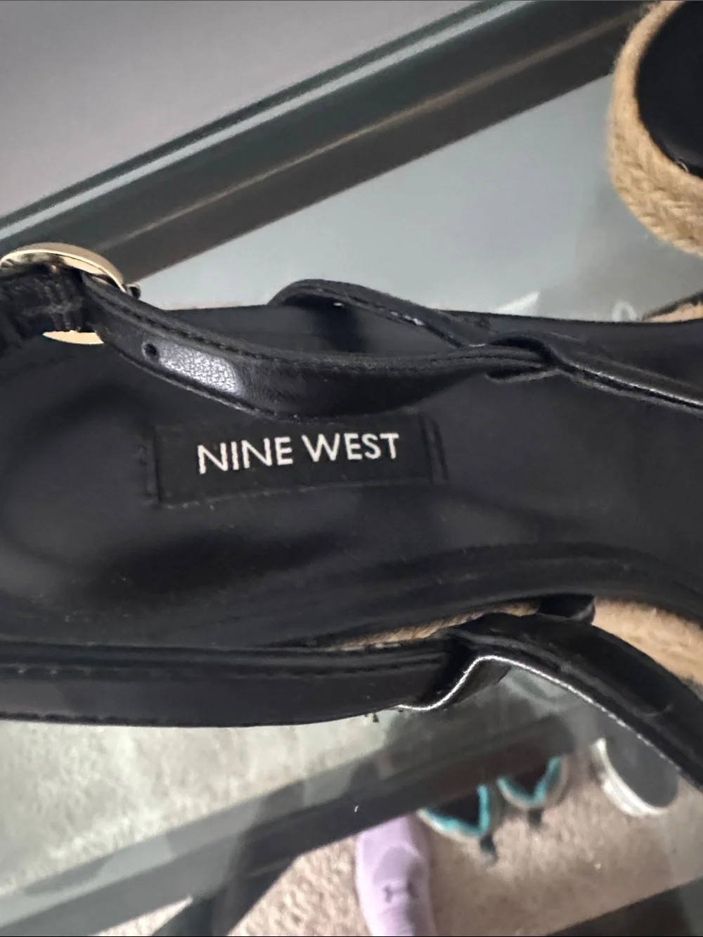 Nine West Black Espadrille Wedge Sandals